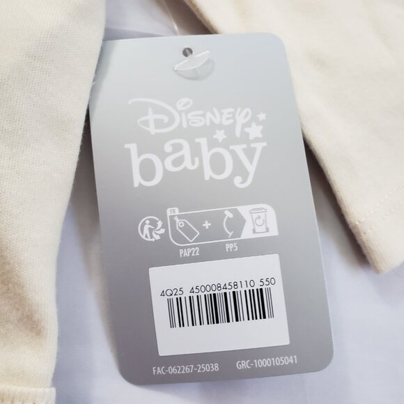 DISNEY Baby NWT Cream Peach Eyelet Bodysuit 9-12 New Collar Embroidered Girls - Picture 4 of 8